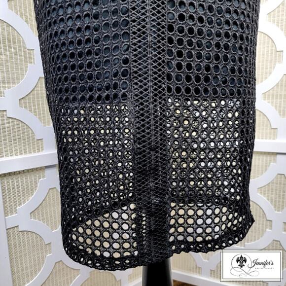 Dex Women's Black 2-Layered Crochet Eyelet Sleeveless Dress Size Large - Picture 10 of 13